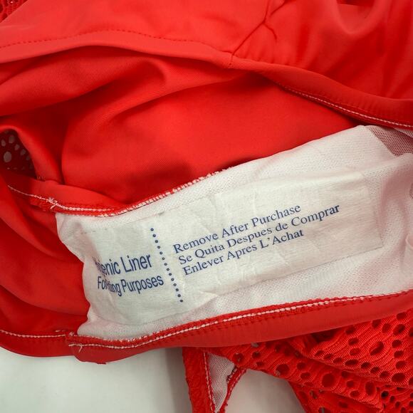 Swim Solutions Swim Dress Size 12 Bow Front Tummy Control Swimsuit Orange NWT - Picture 15 of 16